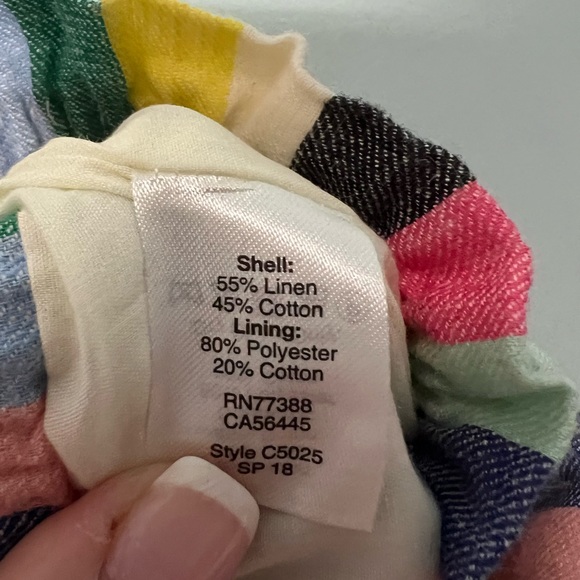 J. Crew Colorful Stripped Lined Skirt Linen Blend Stretch Waist Size 6 - Picture 6 of 6